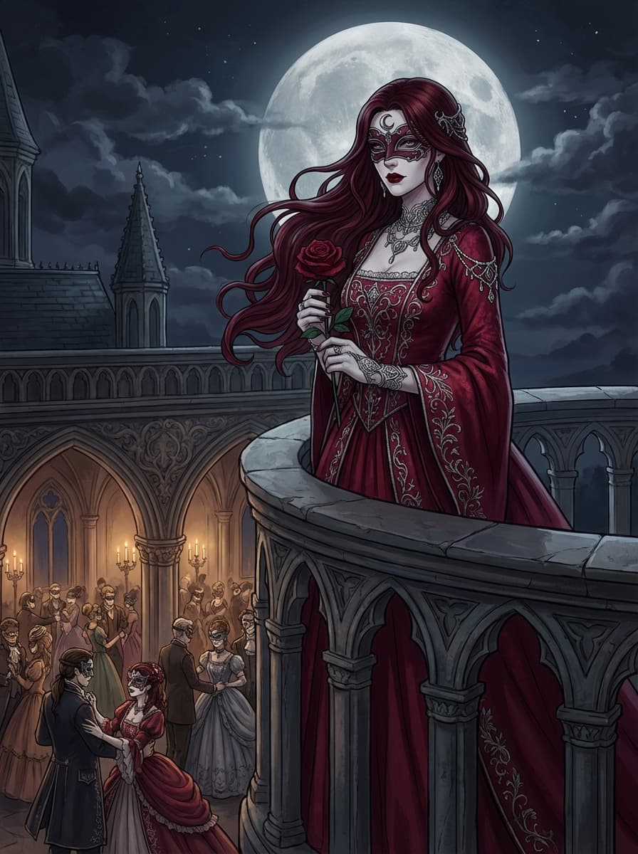 Crimson Vow — AI visual novel cover art