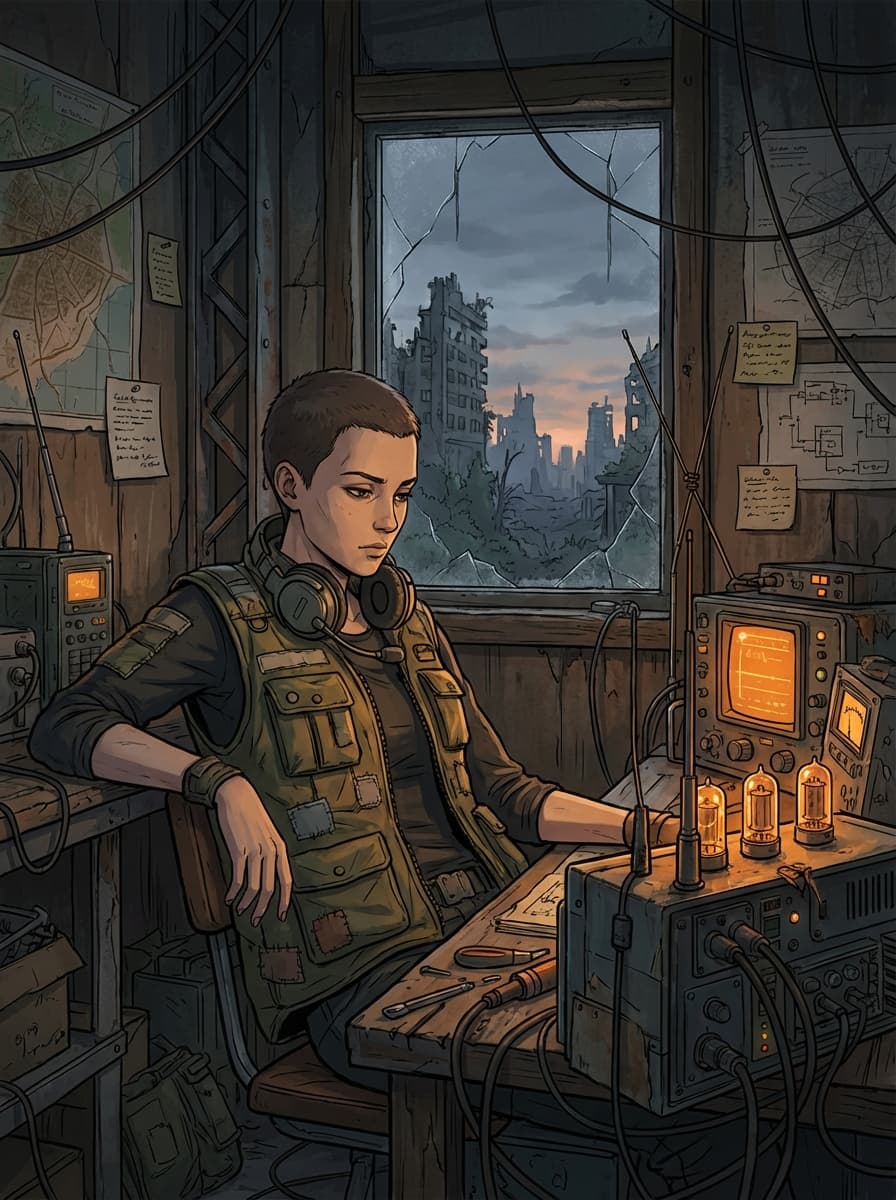 Dead Frequency — AI visual novel cover art